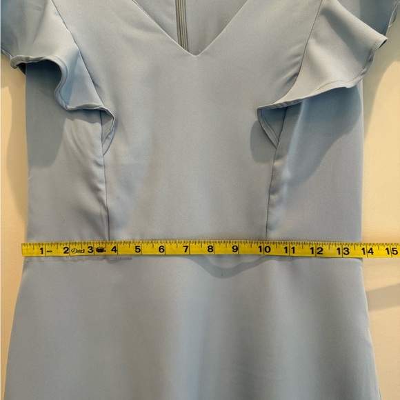 TCEC Light Blue Mini Dress Ruffle Accent Size M Short Sleeves V Neck - Picture 12 of 13